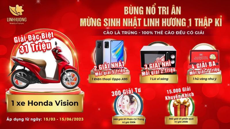 Chương trình thẻ cào trúng thưởng Kỷ niệm 1 thập kỷ Linh Hương ra đời